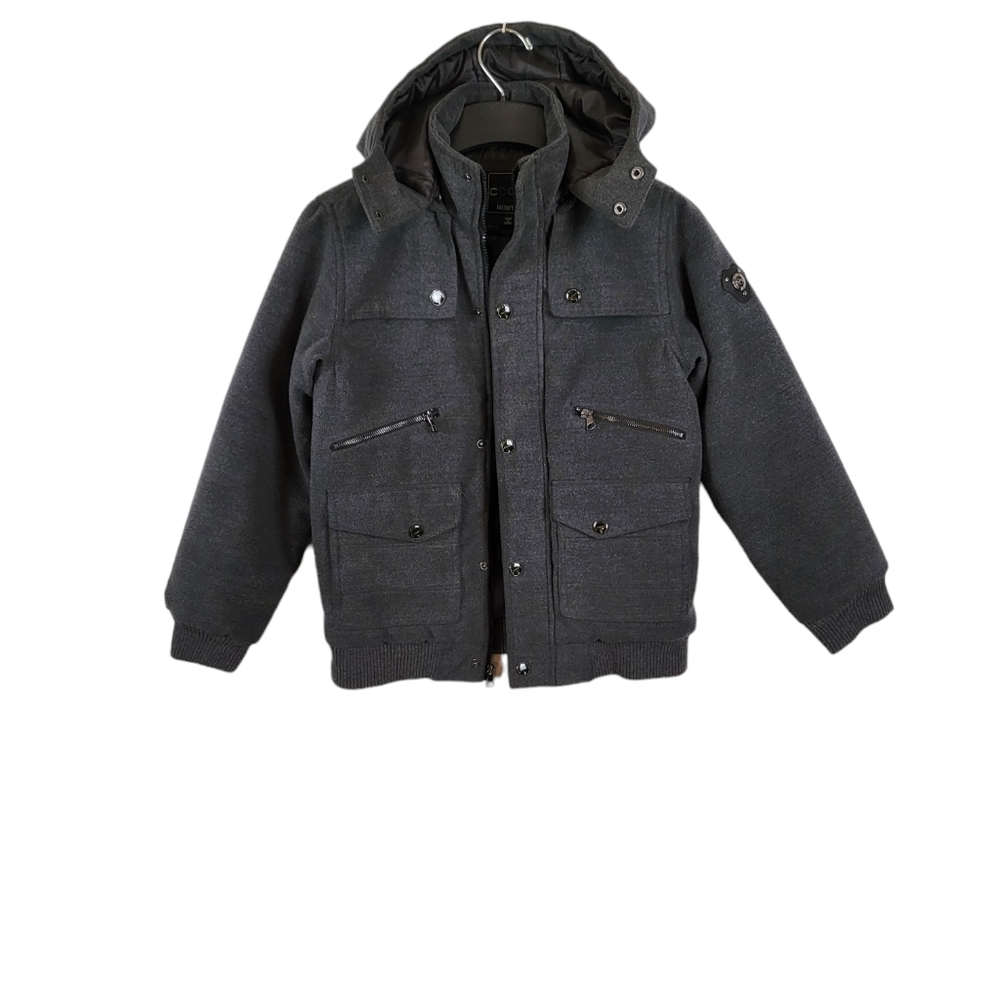 Coogi hooded boys Heavyweight Bomber Coat Quilted Lining Dark gray size M 10/12